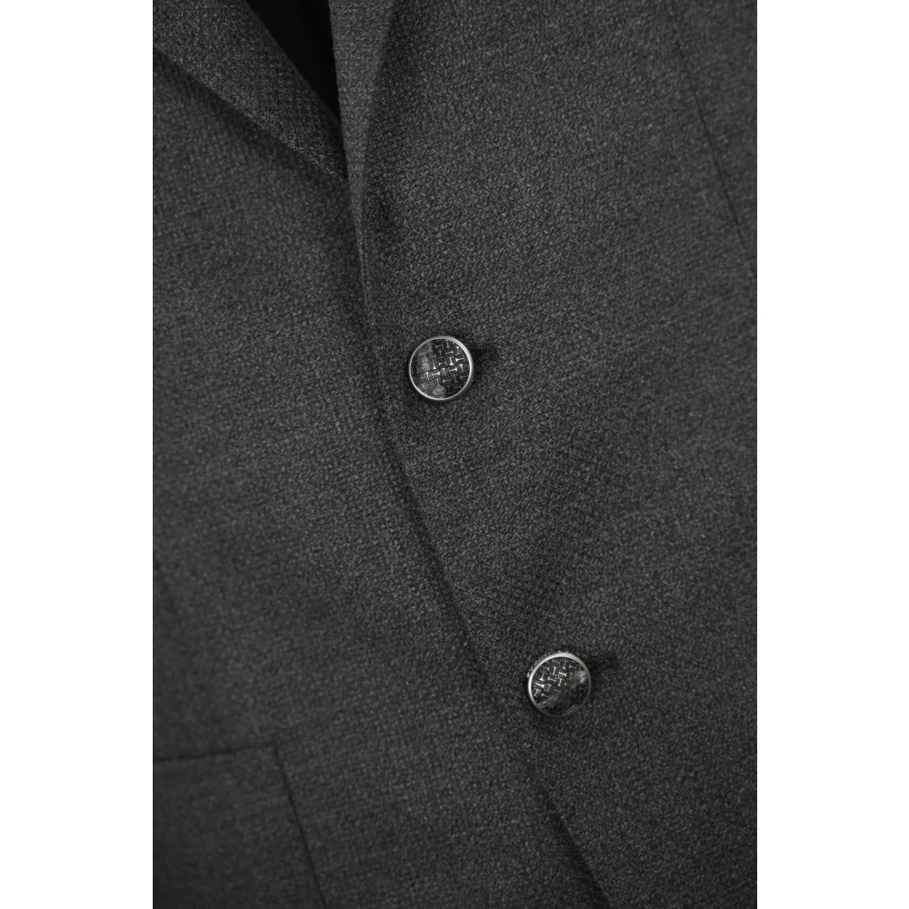 Tagliatore Grijze Wollen Jas Lange Mouw V-Hals Gray Heren