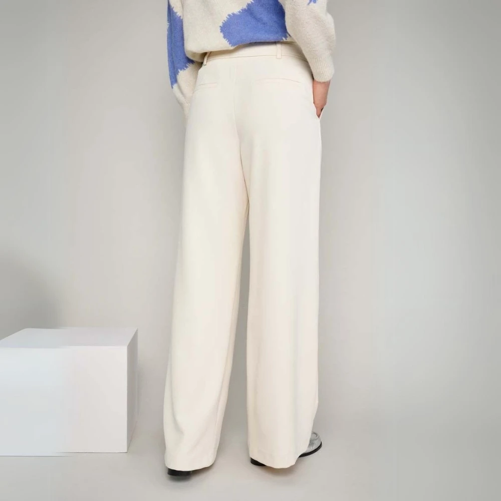Marie Méro Crème Wijde Pijp Broek Beige Dames