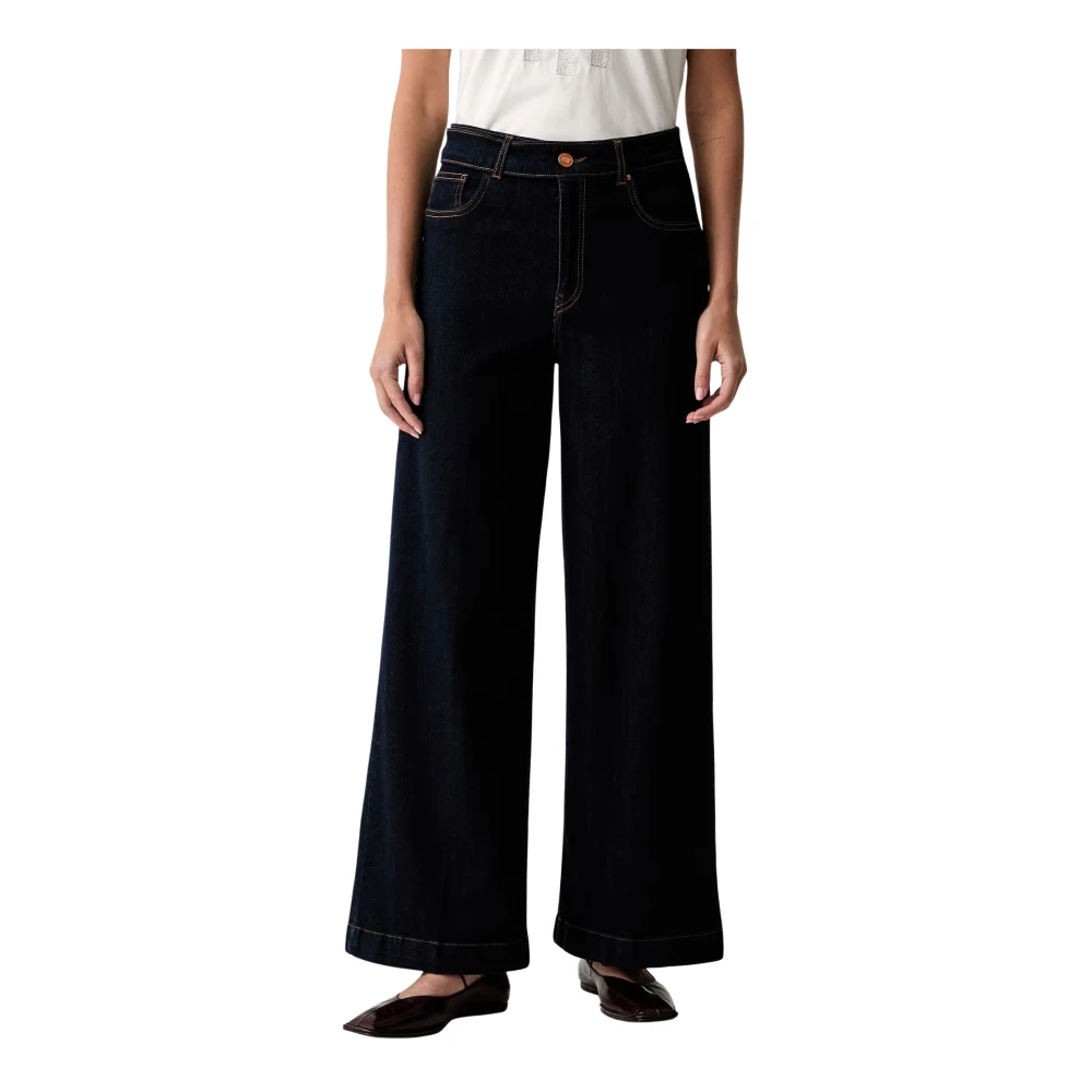 Jeans wide leg in denim con lavaggio raw - Immagine 2