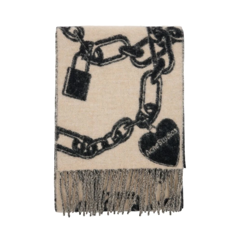 Acne Studios Unisex Black Winter Scarves, One Size, Fringed Scarf
