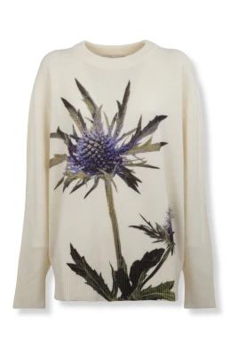 Ulltryckt Pullover med Broderi