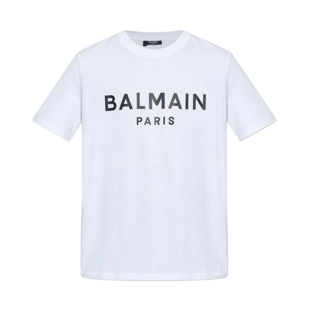Balmain Men's White Logo-Print T-Shirt - T-Shirts - S - Tops