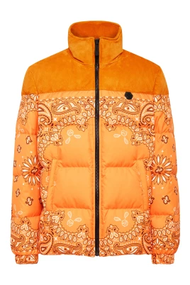 Nylon- och mockajacka med dun, Paisley Bandana