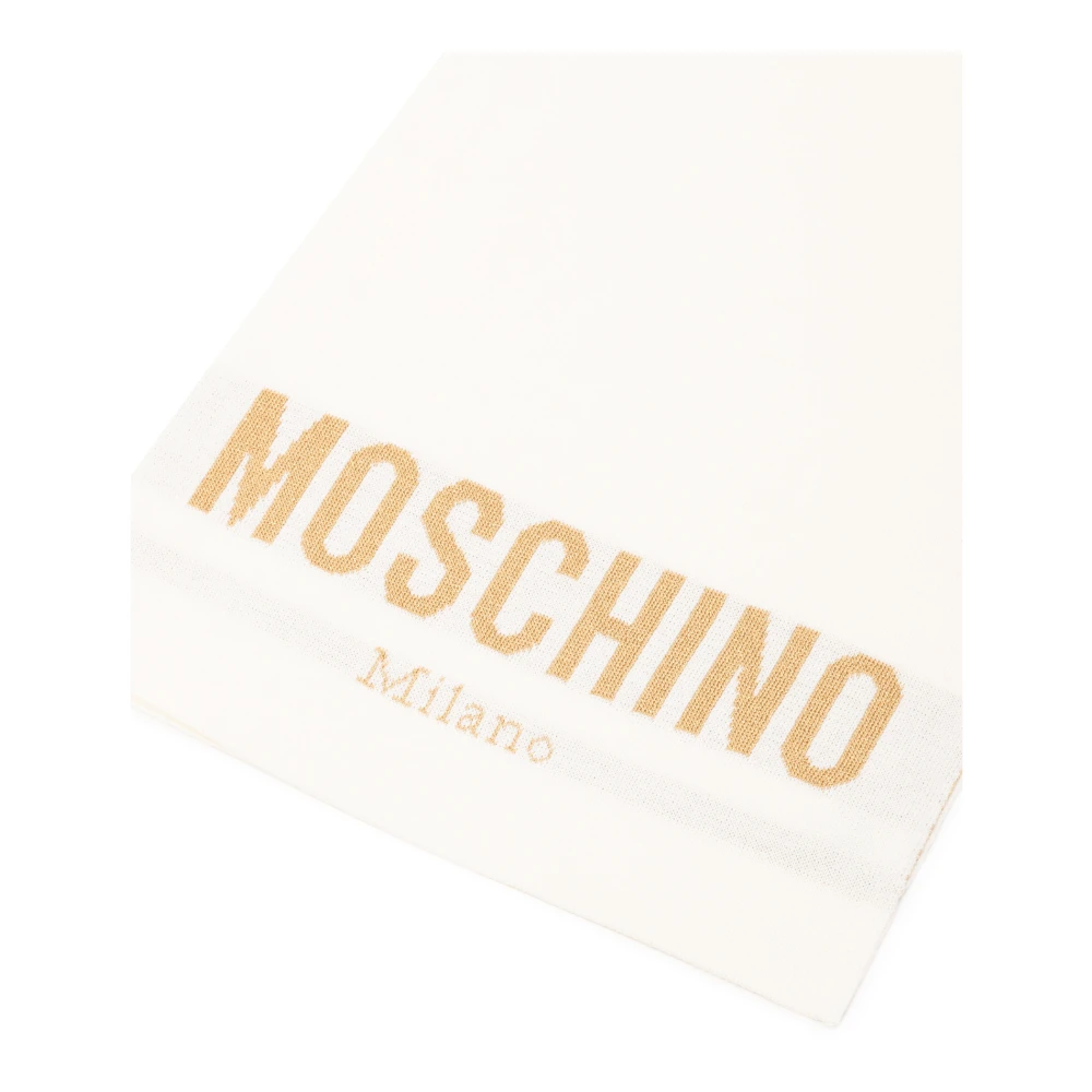 Moschino Wollen sjaal met logo detail White Dames