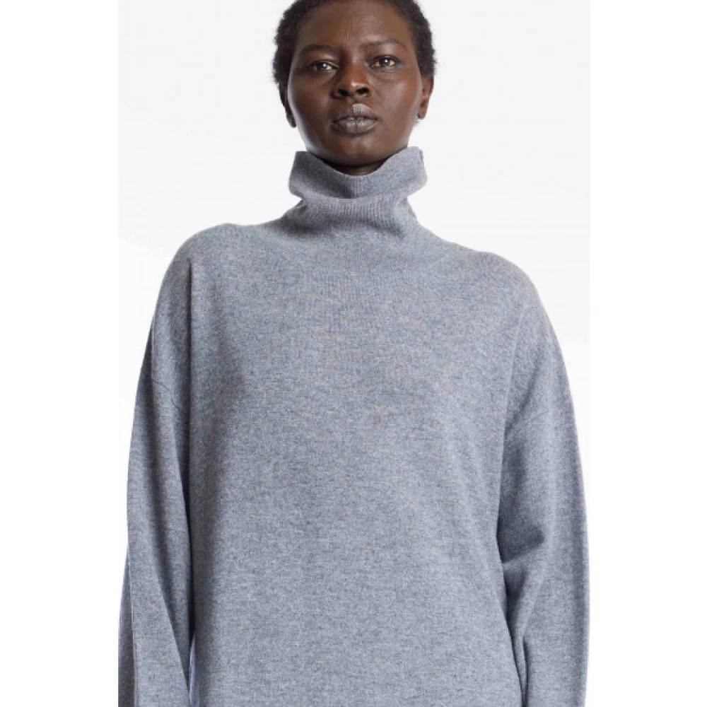 One & Other Merino Wol Gebreide Midi Jurk Gray Dames