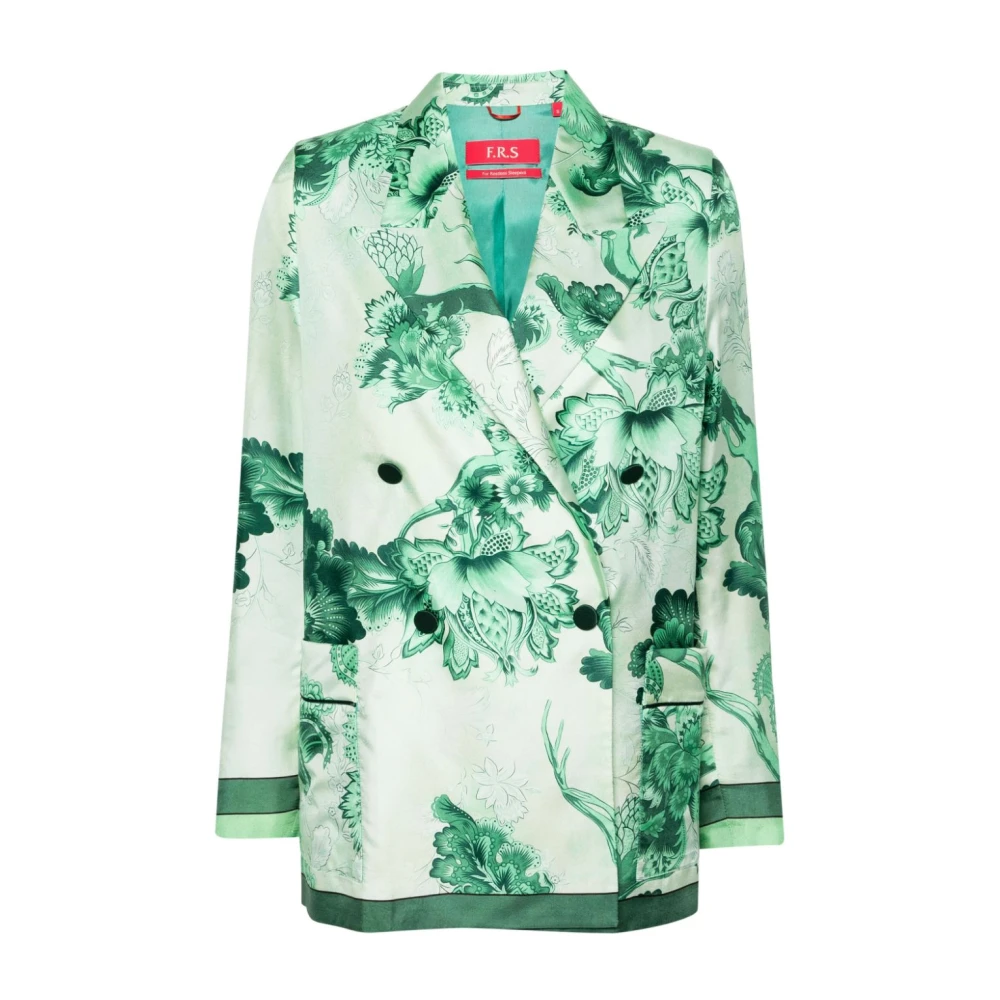 F.r.s For Restless Sleepers Groene Zijden Jas met Bloemenprint Green Dames