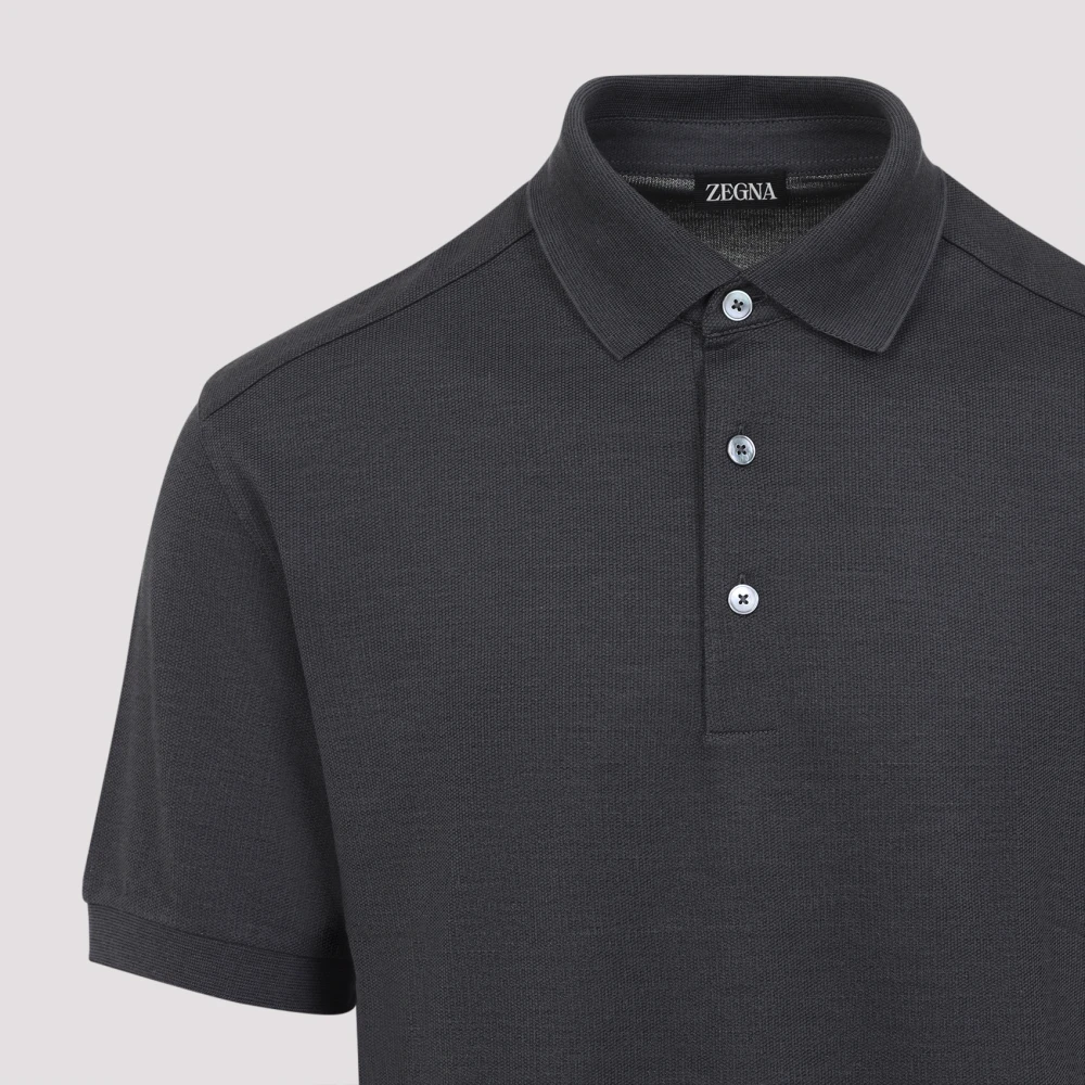 Ermenegildo Zegna Donkergroen Poloshirt Gray Heren