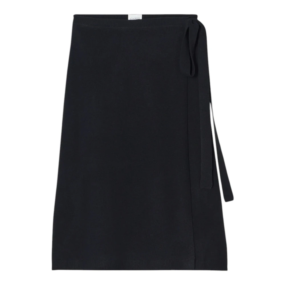 Closed Gebreide Rok met Omslagdetail Black Dames