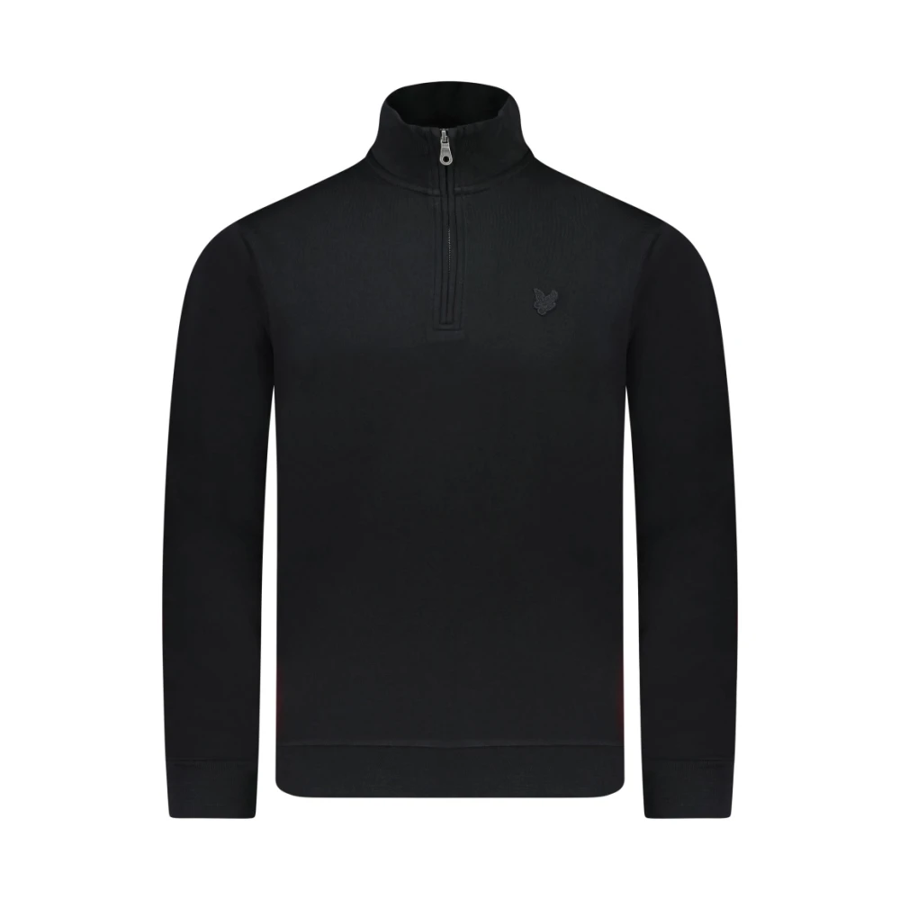 Lyle & Scott Tonal Eagle Quarter Zip Sweatshirt Black, Herr