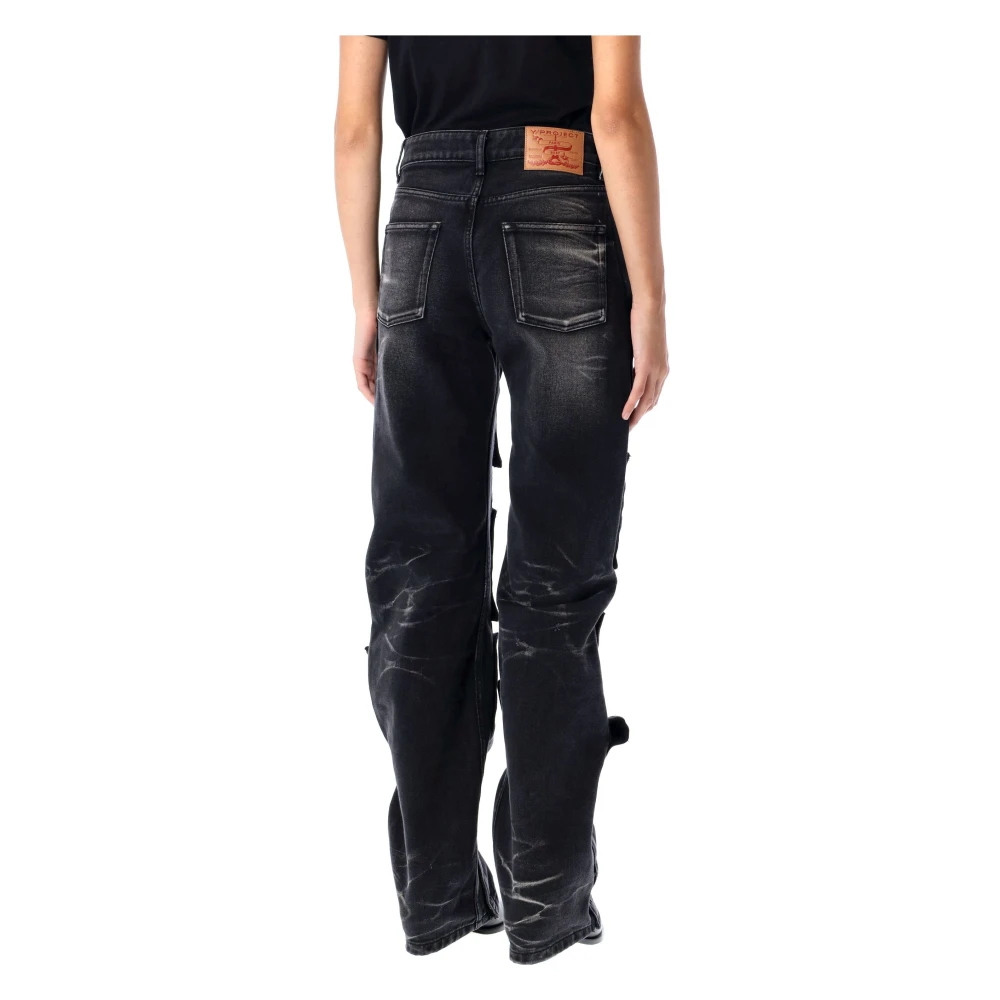 Y Project Zwart Vervaagde Multi Panel Jeans Black Dames