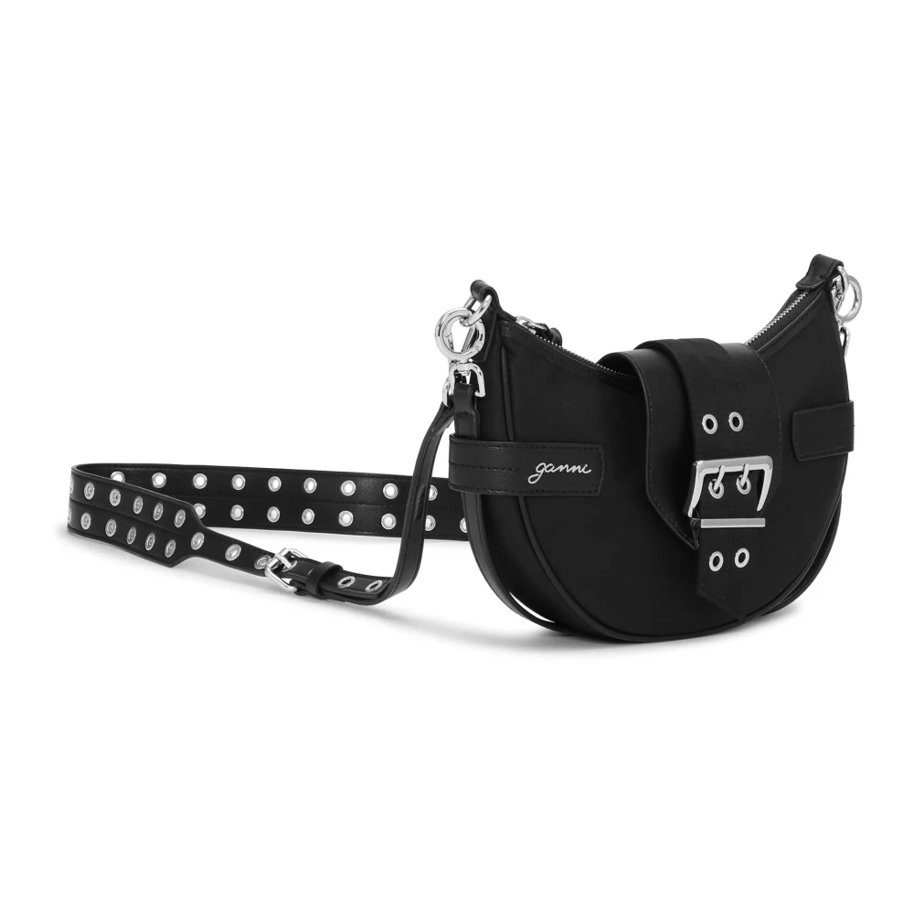 Ganni Zwarte Schoudertas met Ritssluiting Black Dames