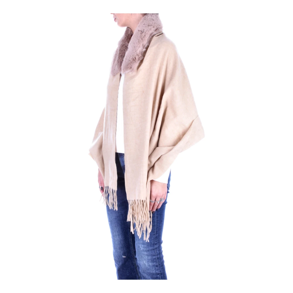 Blugirl Polyester Sjaal met Bontdetails Beige Dames