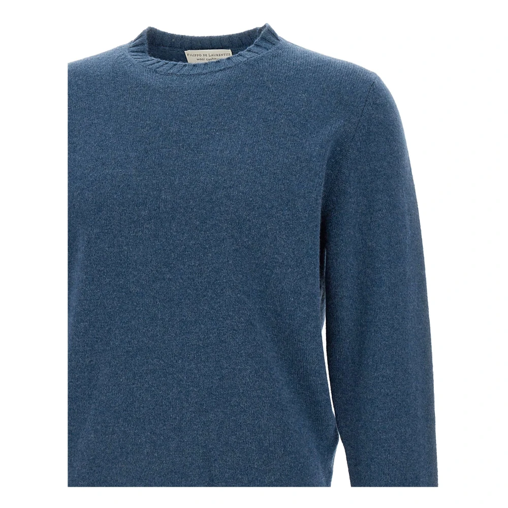 Filippo De Laurentiis Heren Wol Kasjmier Crew Neck Sweater Blue Heren