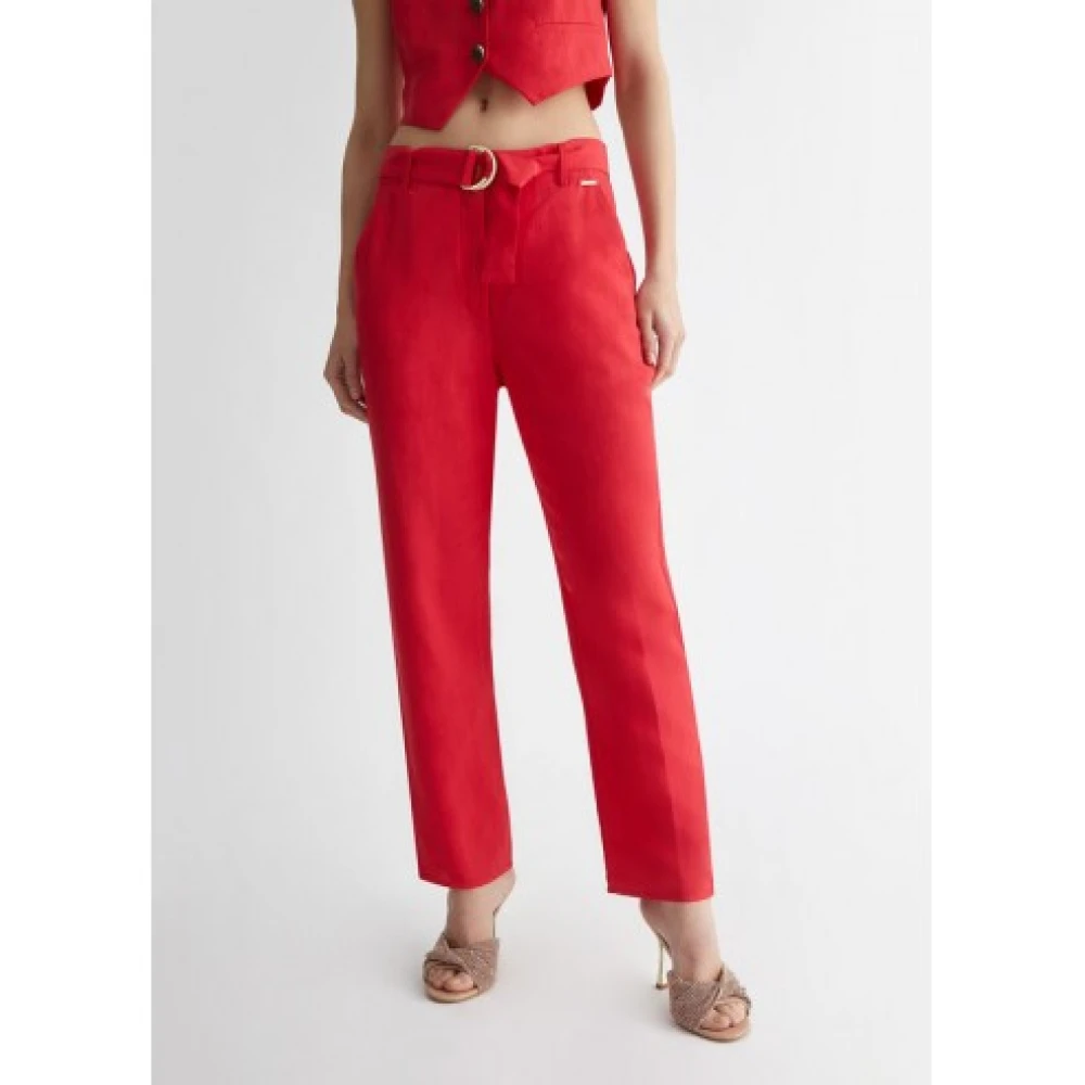 Liu Jo Rode Linnen Broek met Riem Red Dames