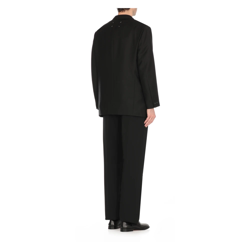 Maison Margiela Zwarte Wollen Jas Klassieke Stijl Black Heren