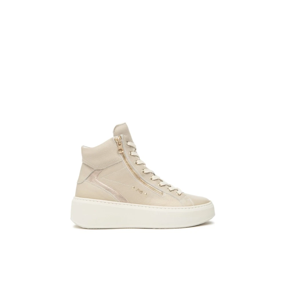 Nerogiardini Leren Sneakers met Ritssluiting Dames Schoenen Beige