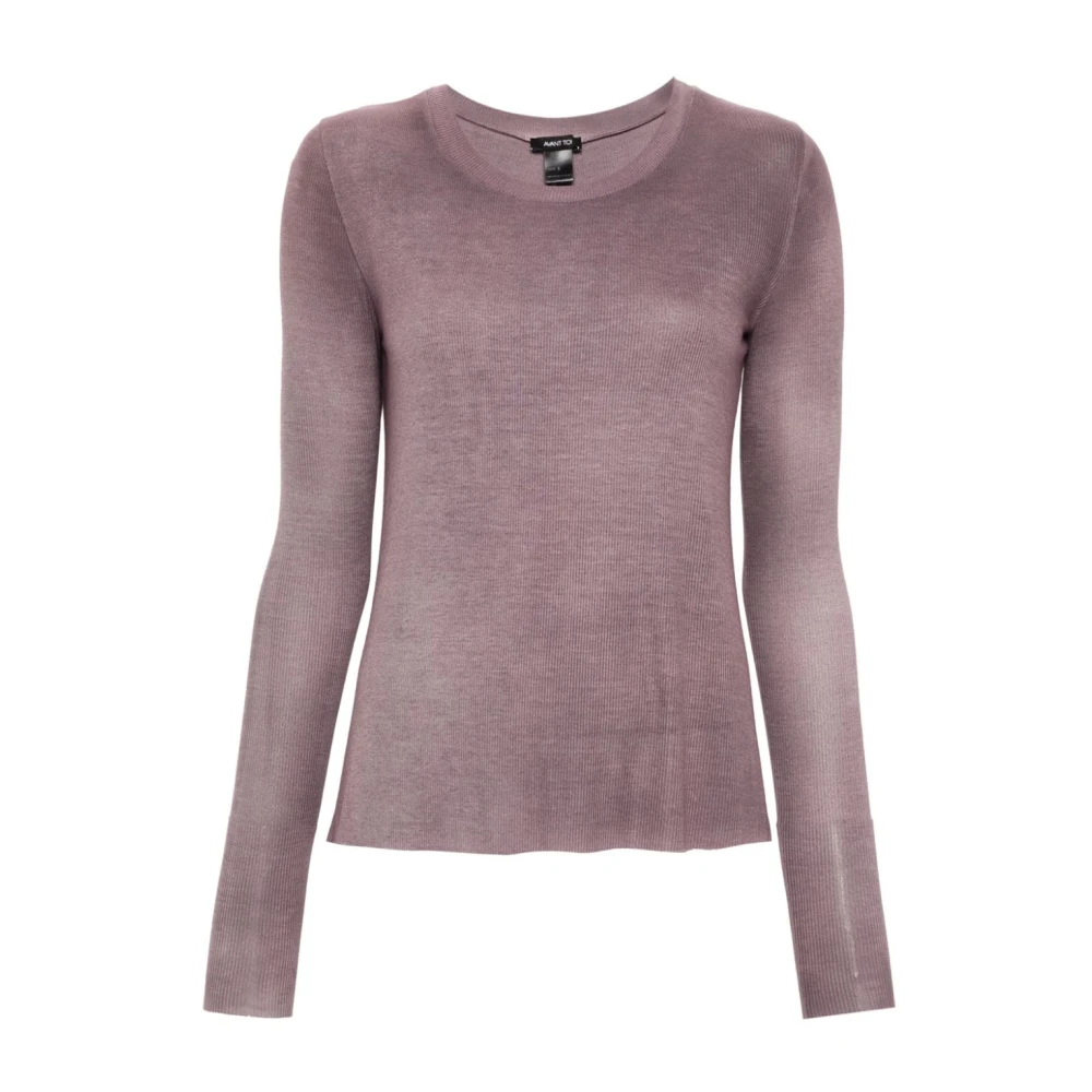 Avant Toi Paarse Sweater met Ribbed Design Purple Dames