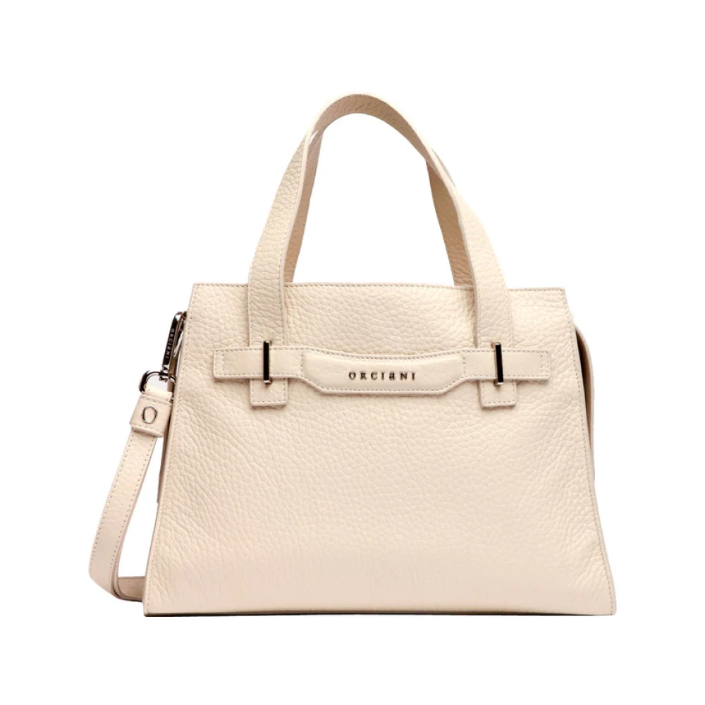 Orciani Elegante Leren Handtas Beige Dames