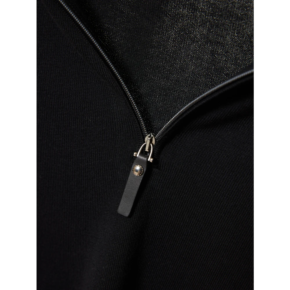 Canali Ritssluiting Polo Shirt in Katoen Black Heren