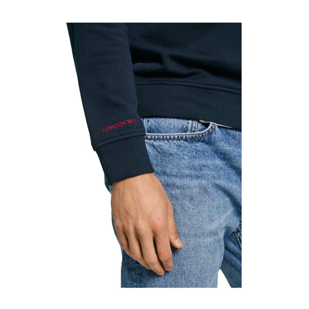 Pepe Jeans Klassieke Heren Sweatshirt met Geborduurd Logo Blue Heren
