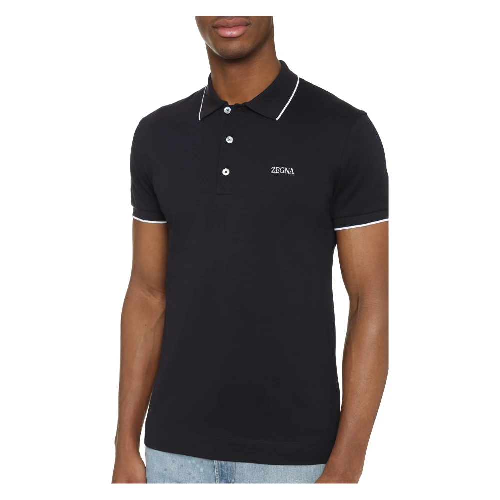 Ermenegildo Zegna Katoenen Piqué Polo Shirt Blue Heren