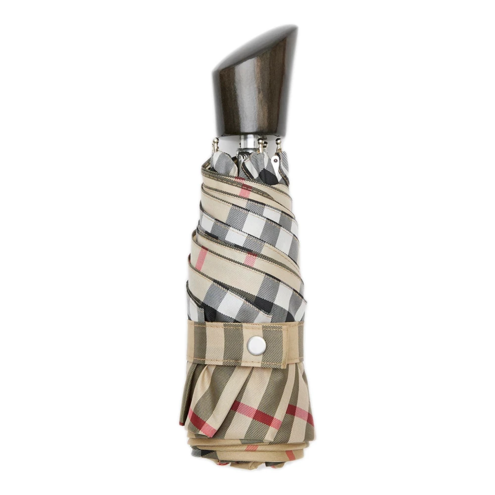 Burberry Beige Umbrellas, Female, One Size, Check Folding Umbrella