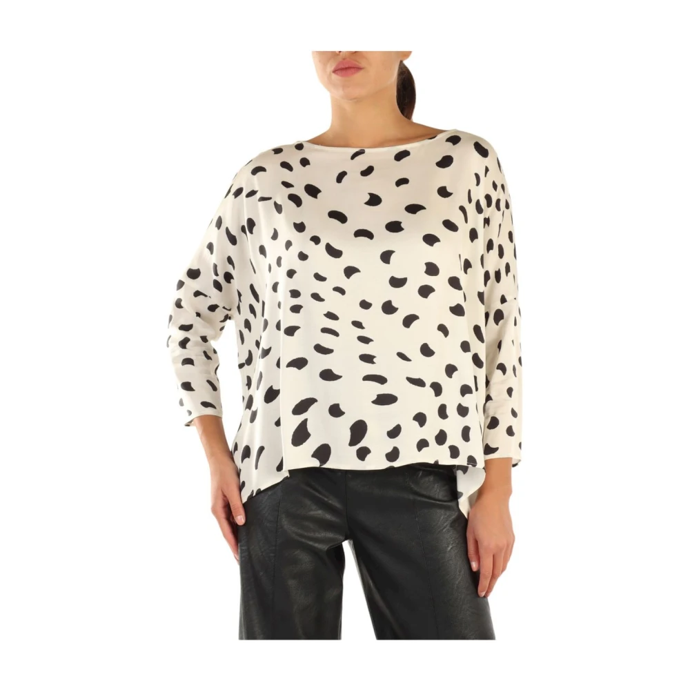 Manila Grace Lange Mouw Blouse White Dames