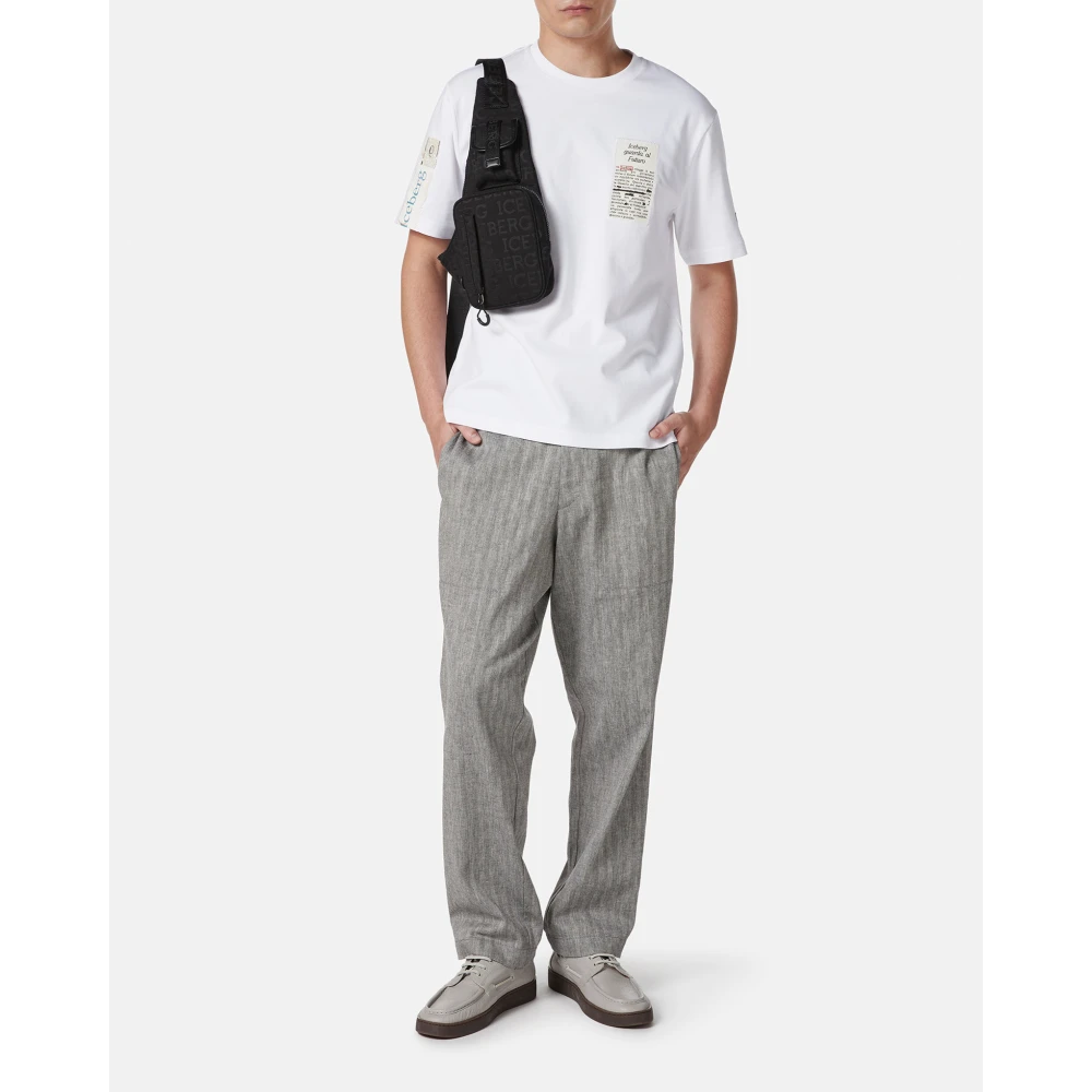 Iceberg Regular fit wit katoenen jersey t-shirt White Heren
