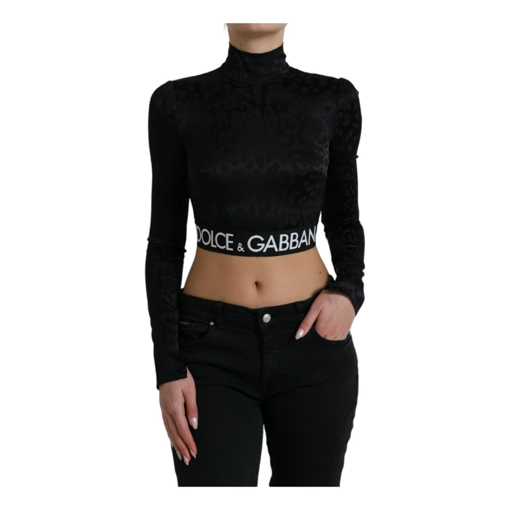 Dolce & Gabbana Zwarte Crop Top met Rits Black Dames