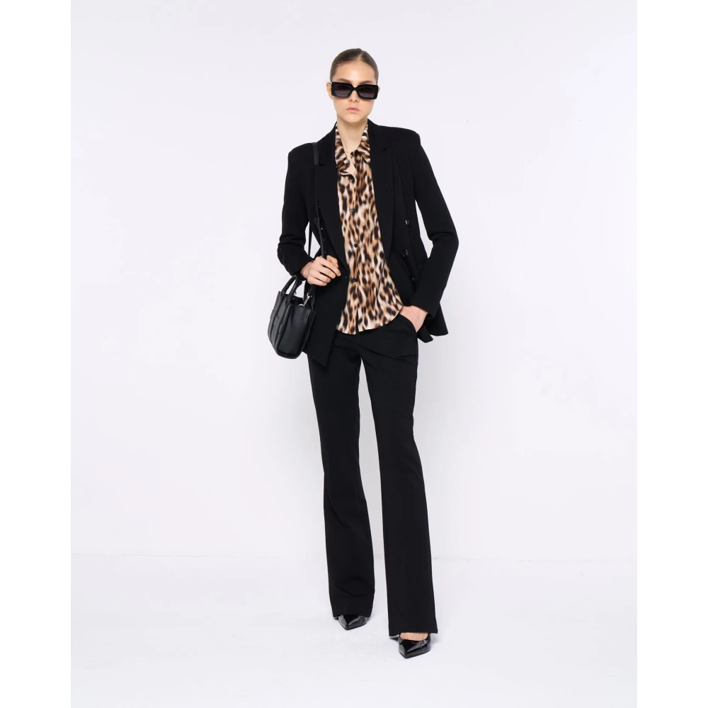 Silvian Heach Dubbelbreasted blazer en flare broek Black Dames