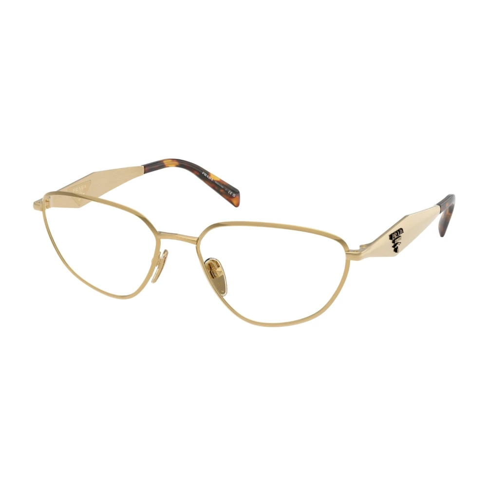 Prada Gold Pr D52v 24J1o1 Woman Optical Frames Metal Transparent Geometric Normal - Image 2