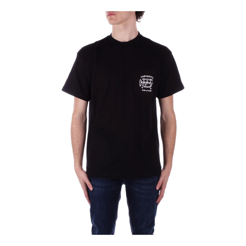 Carhartt WIP Zwart Logo Voorzak T-shirt Black Heren