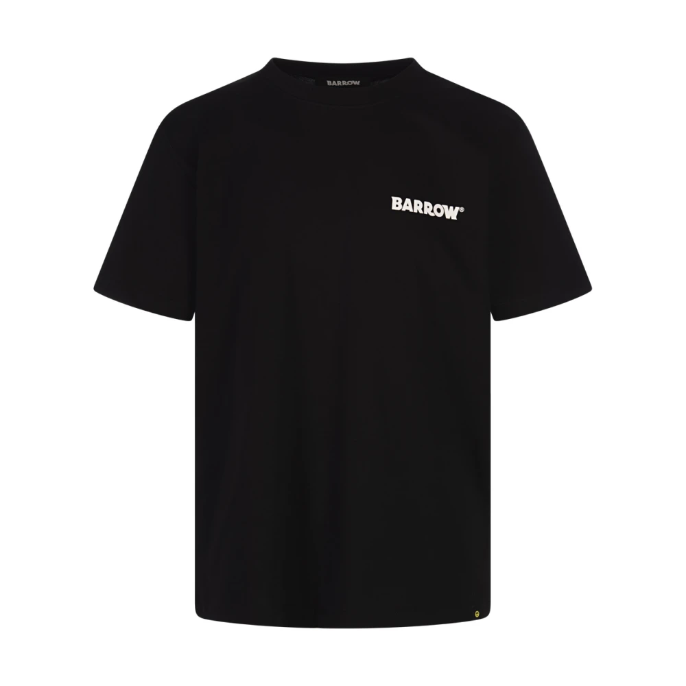 Barrow Zwart katoenen T-shirt met iconische glimlach Black Heren