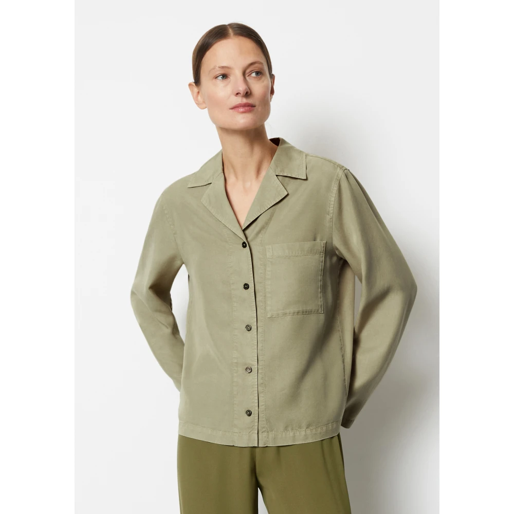 Marc O'Polo Reguliere pyjama-stijl blouse Green Dames