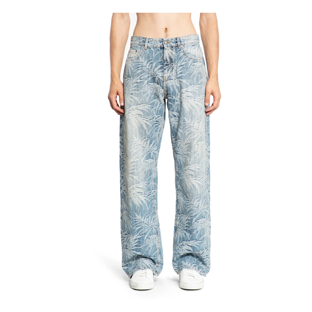 Palm Angels Indigo Blue Loose Fit Denim Jeans Blue Heren