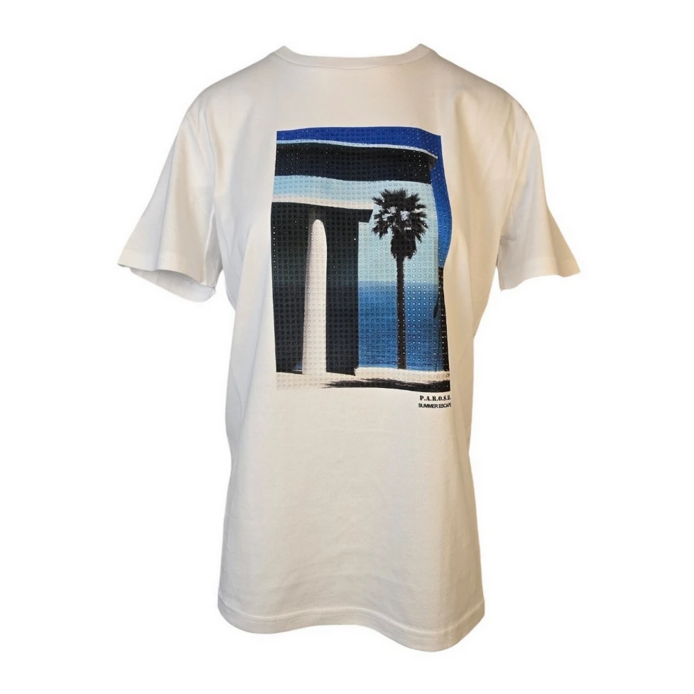 P.a.r.o.s.h. Wit Bedrukt T-shirt Beige Dames