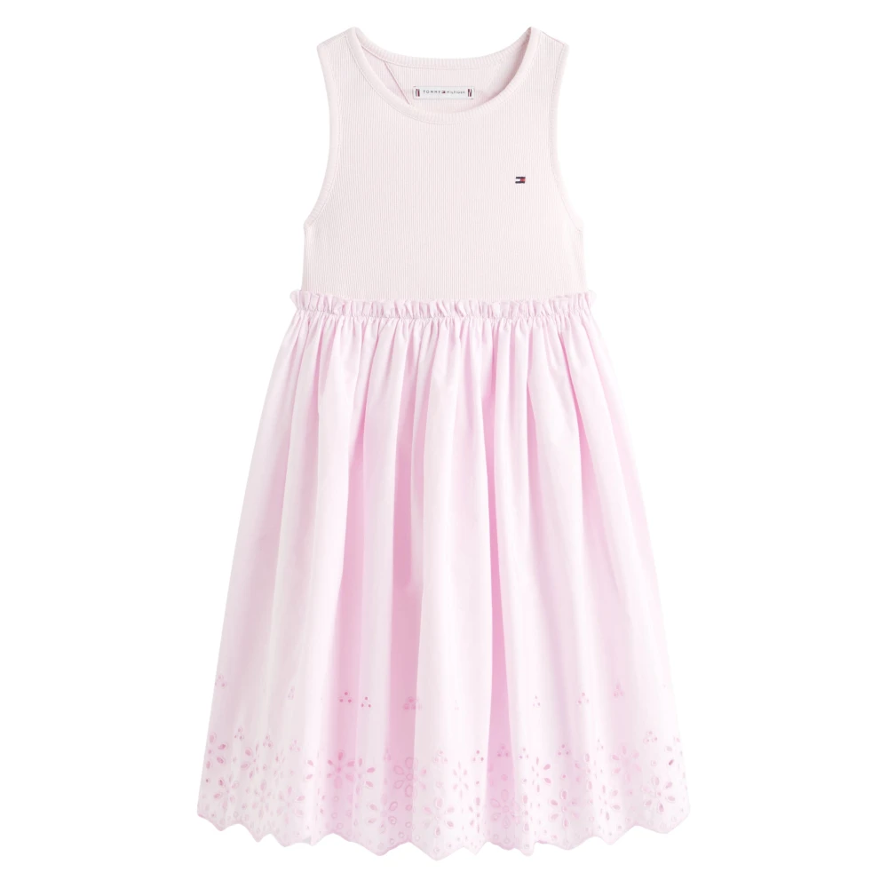 Tommy Hilfiger Girls Pink Dresses, 14 Y, Broderie Anglaise Combi Dress