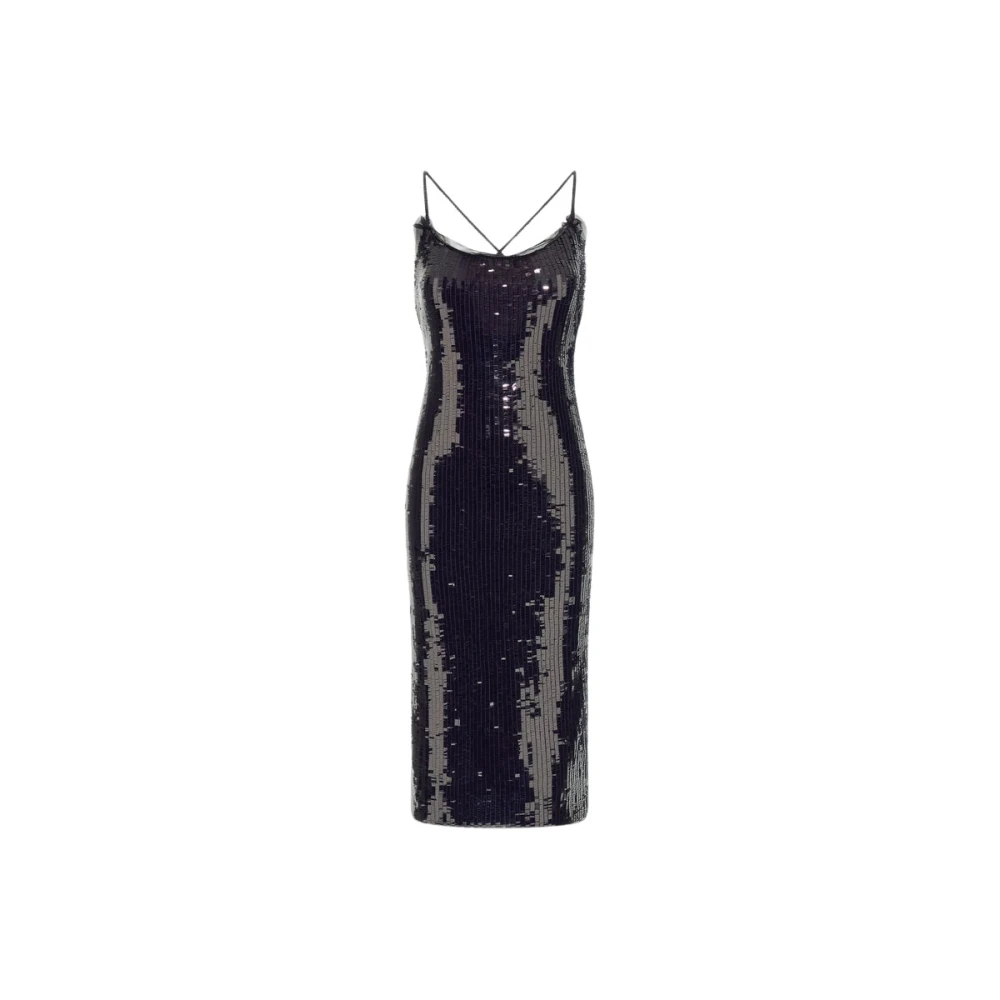 Roberto Cavalli Women's Black Sequin Midi Dress Made In Italy