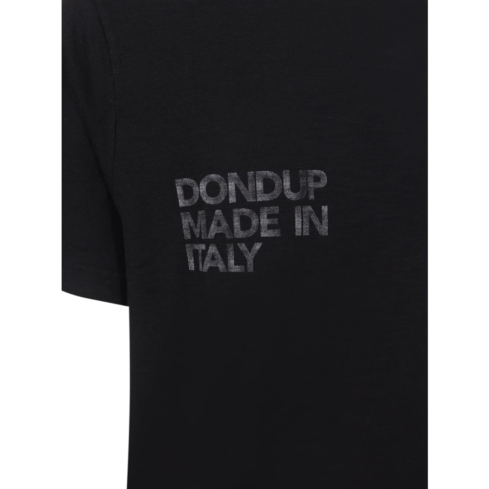 Dondup Zwart Logo Print Crew-neck T-shirt Black Heren
