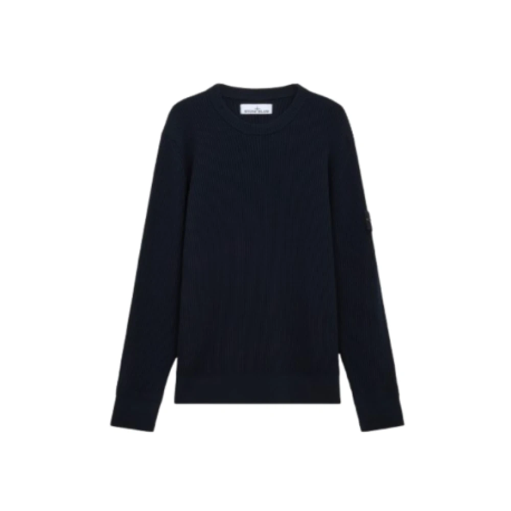 Stone Island Uomo Blu Maglione Girocollo In Lana Vergine - Immagine 6