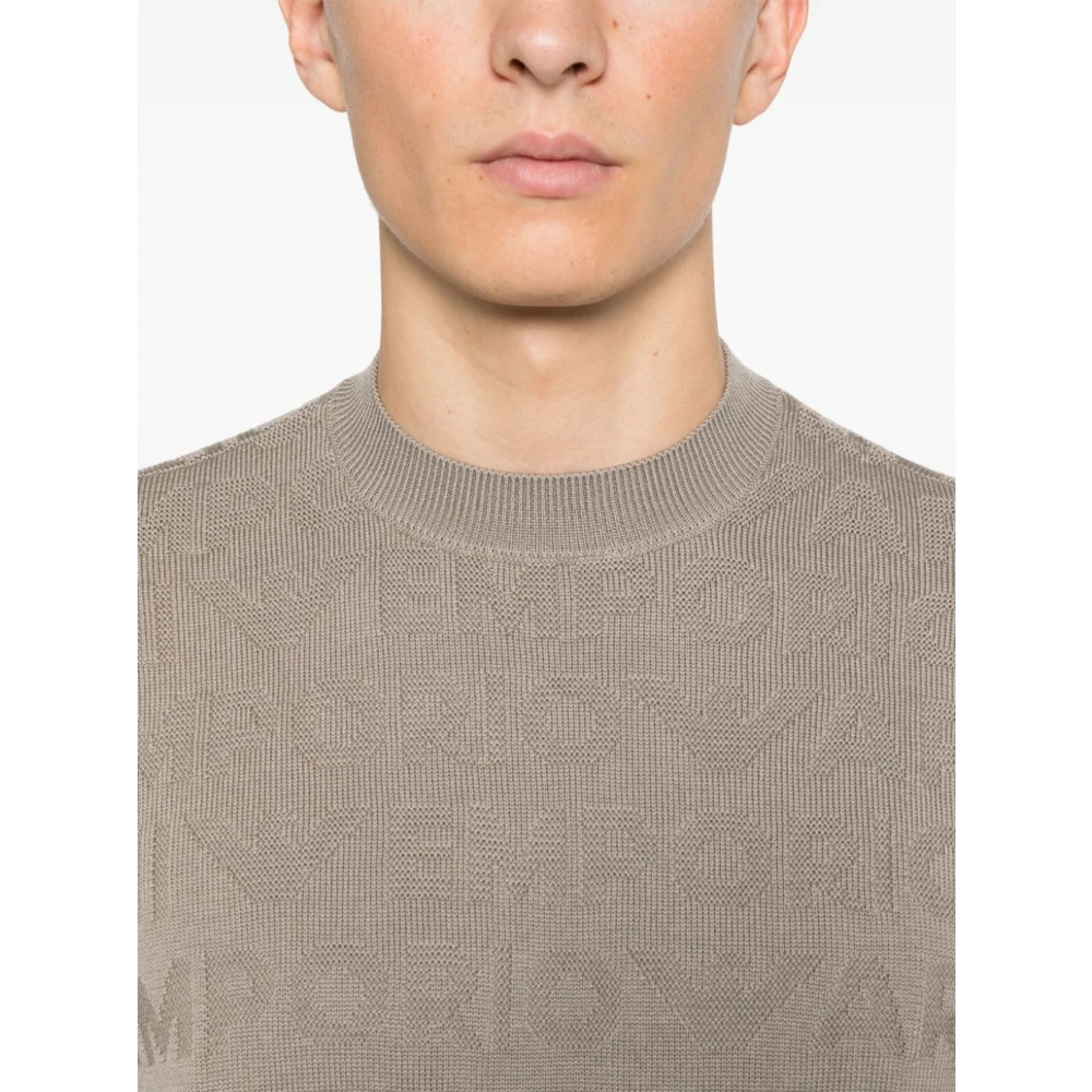 Emporio Armani Grijze Jacquard Logo Trui Gray Heren