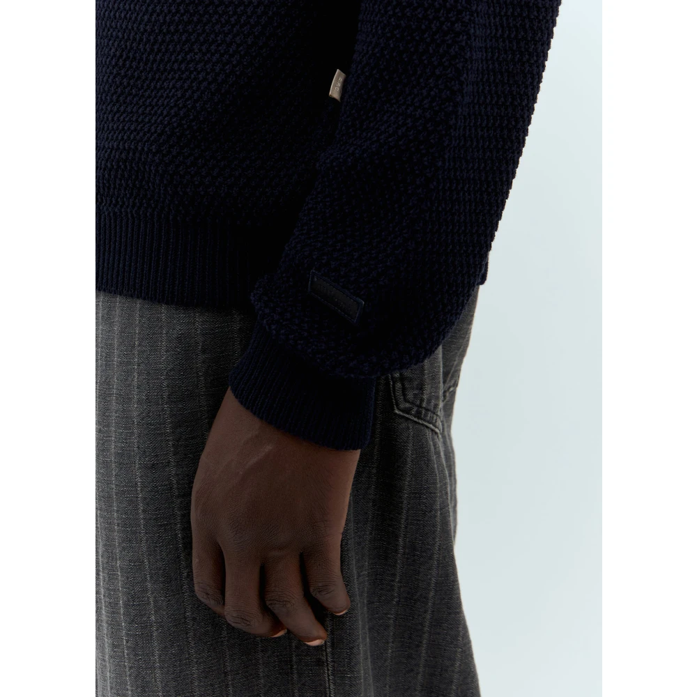 A.p.c. Wafelgebreide Crewneck Sweater Blue Heren