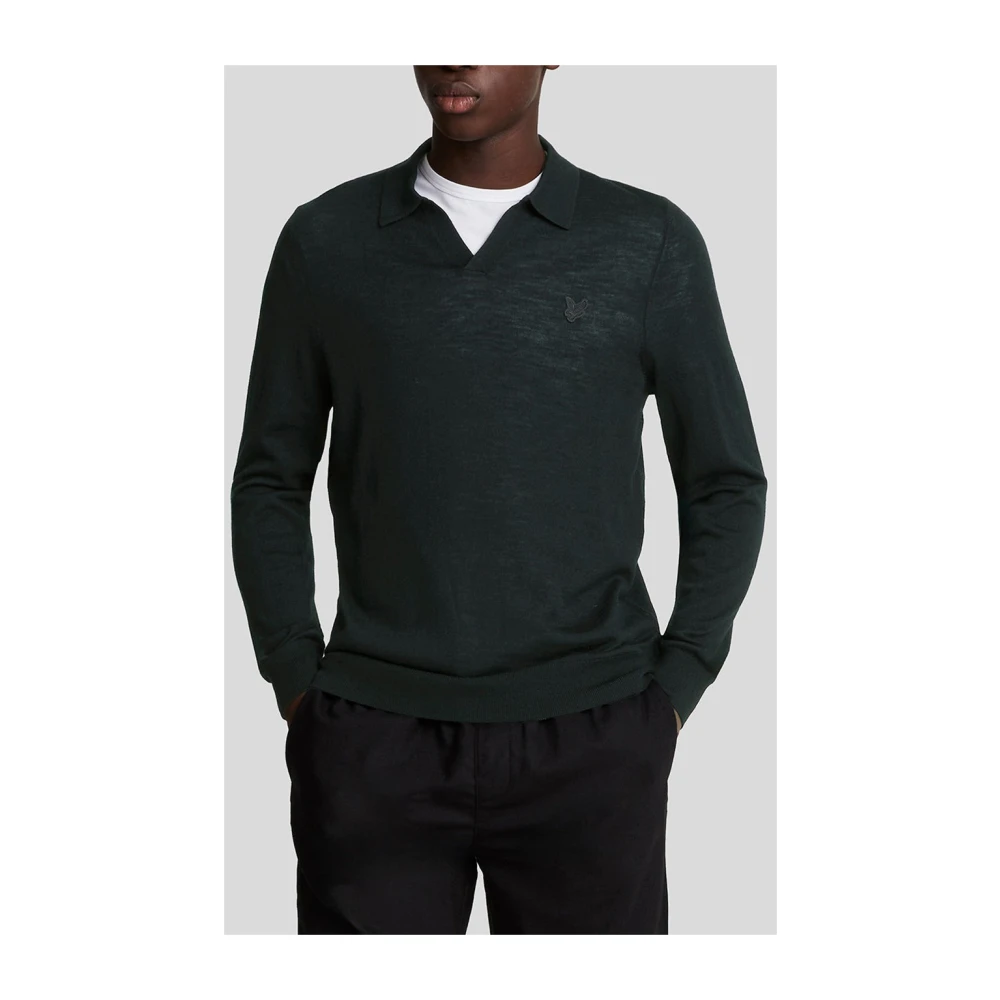 Lyle & Scott Merino Kraag Trui voor Mannen Green Heren