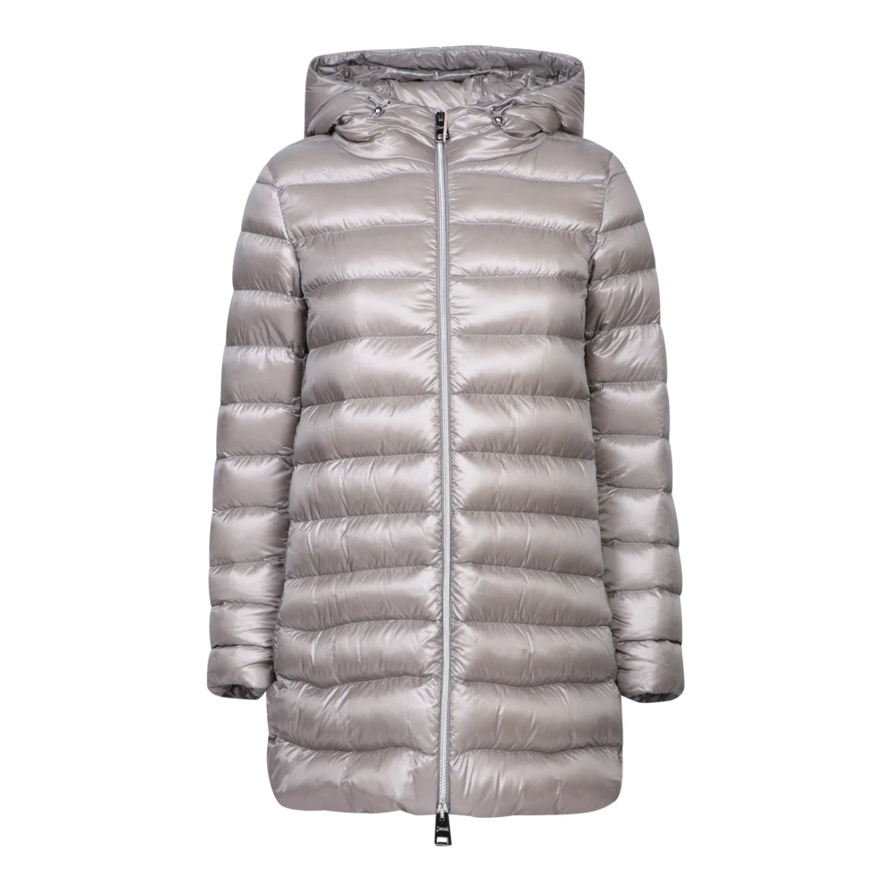 Herno Women's Gray A-Shape Down Jacket With Hood