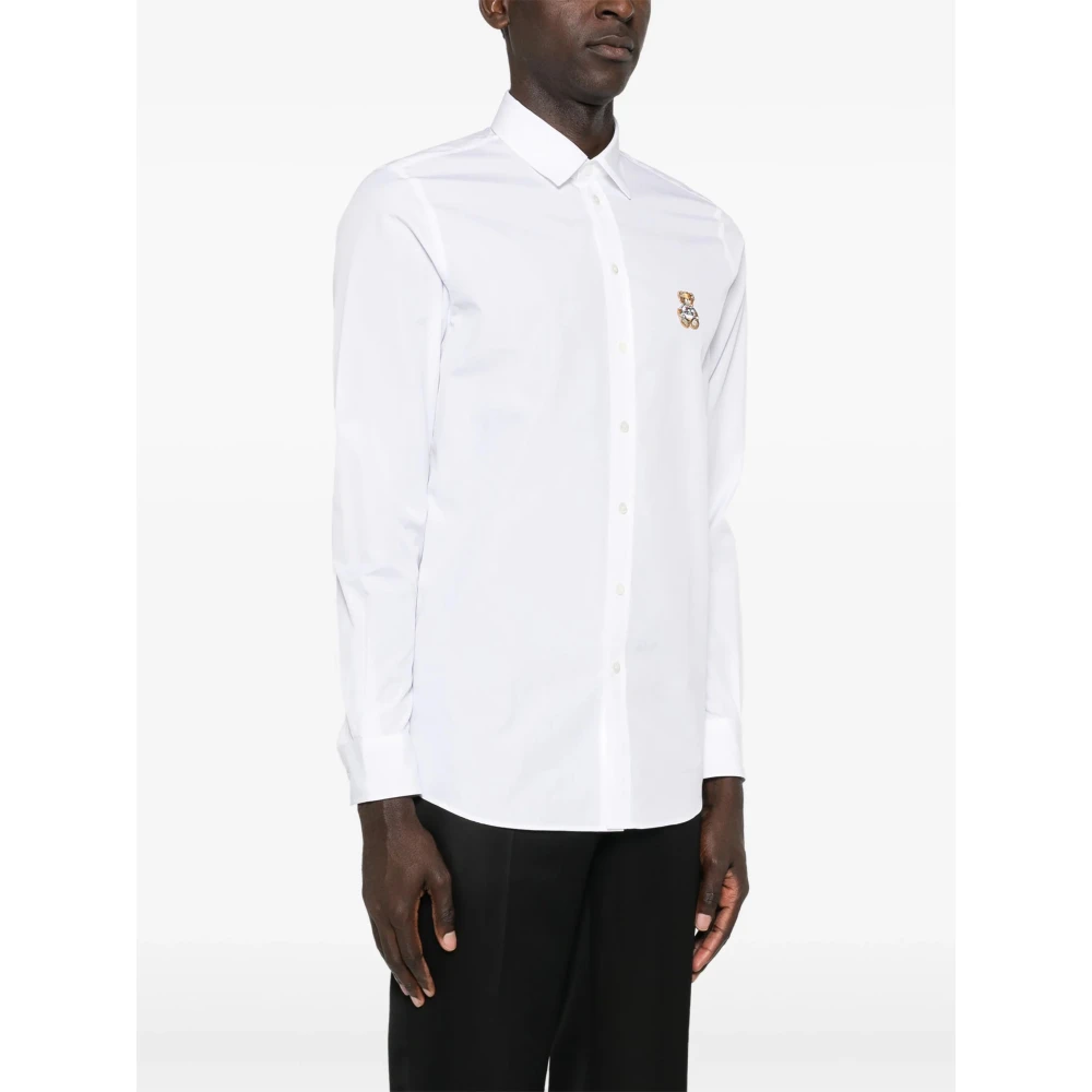 Moschino Geborduurde Beer Wit Overhemd White Heren