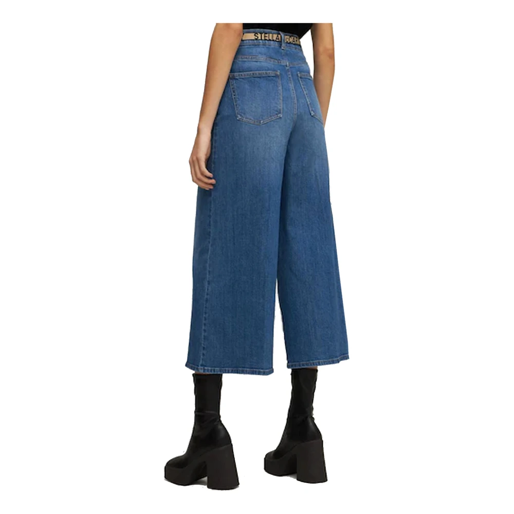 Stella Mccartney Roze Cropped Denim Jeans Ss22 Blue Dames