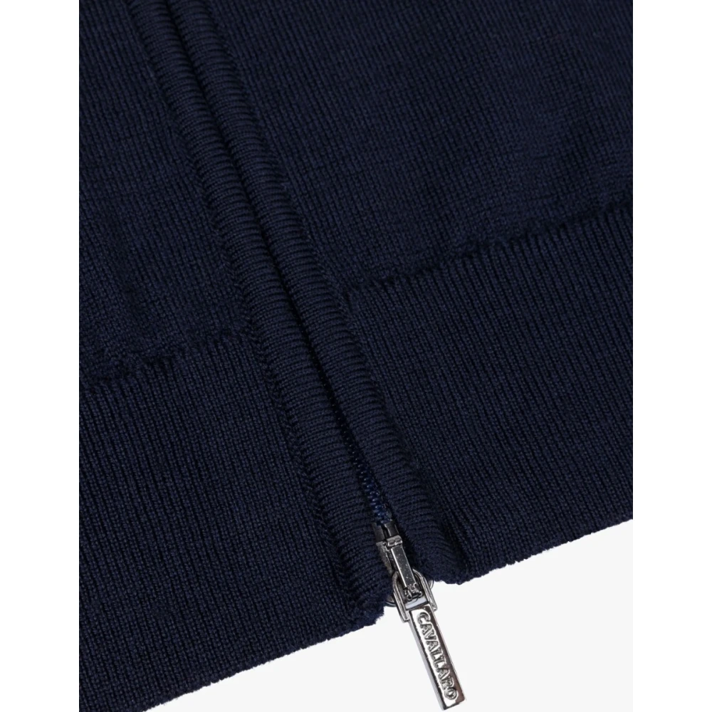 Cavallaro Volledige ritssluiting cardigan vest in donkerblauw Blue Heren