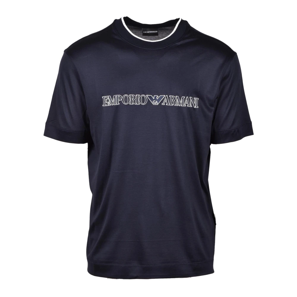 Emporio Armani Lyocell Katoenen T-shirt Blue Heren