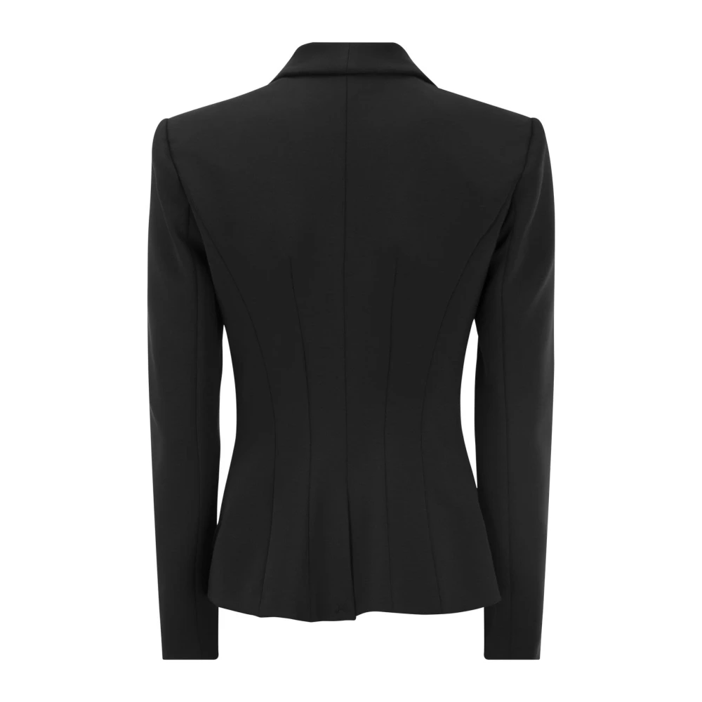 Elisabetta Franchi Double-breasted krepe jasje met sjaalkraag Black Dames