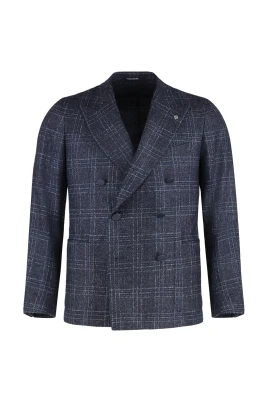 Double-Breasted Plaid Blazer